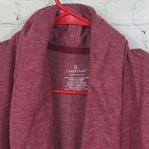 Womens XXS/XS Cuddl Duds Comfortwear Soft Knit Wrap Cranberry Thumbhole Cardigan - Picture 4 of 7